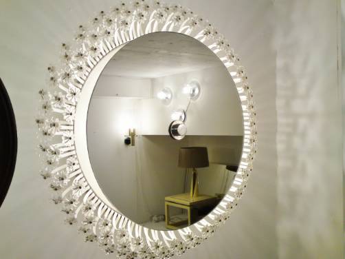 Vintage mirror with flowers & backlight by Schoninger Design, 1960`s ca, German